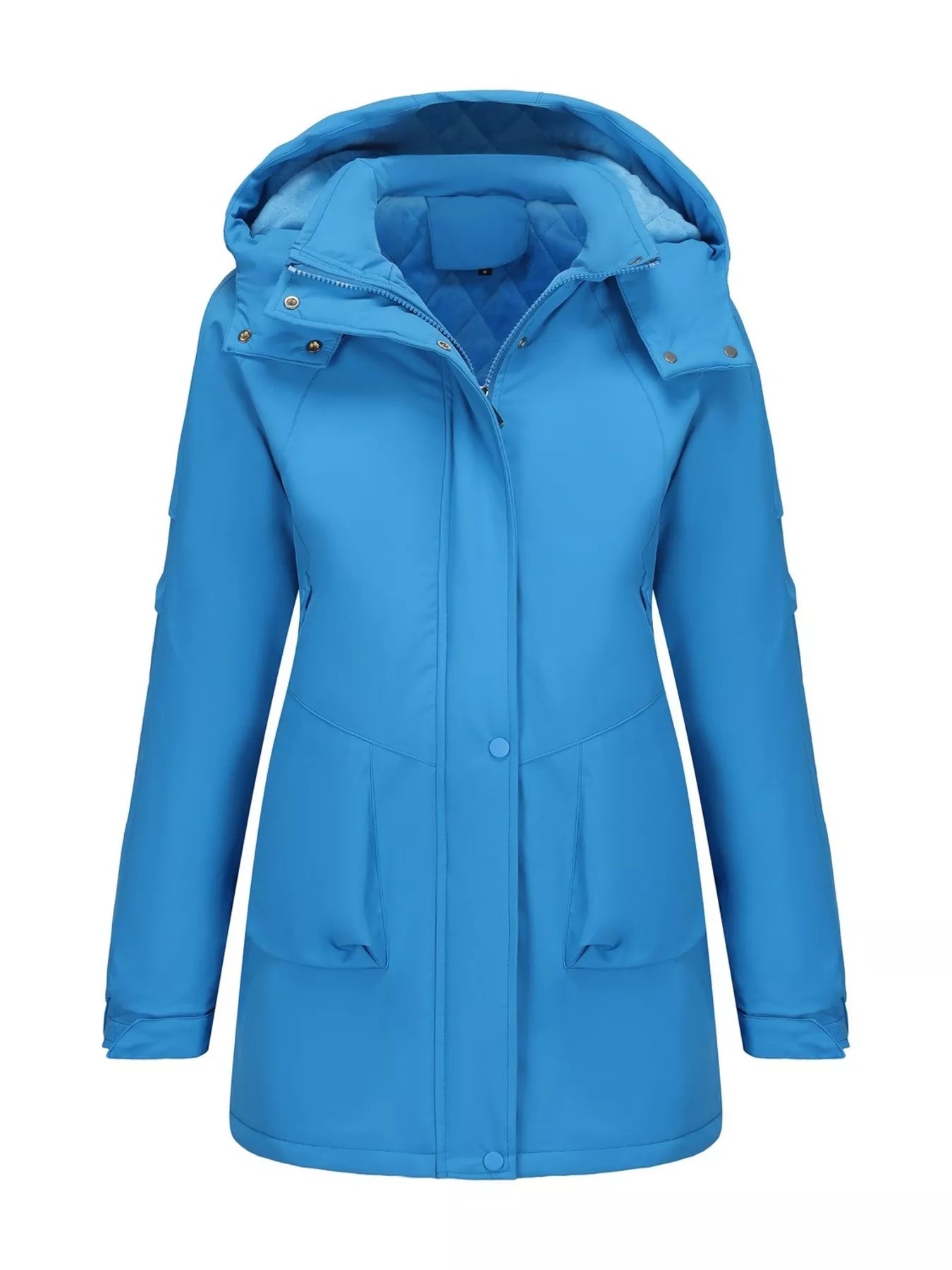 Full Size Hooded Mid-Length Windproof Outerwear Plus Size.
