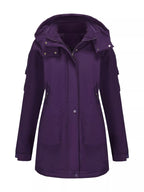 Full Size Hooded Mid-Length Windproof Outerwear Plus Size.