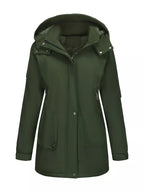 Full Size Hooded Mid - Length Windproof Outerwear Plus Size