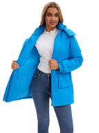 Full Size Hooded Mid-Length Windproof Outerwear Plus Size.