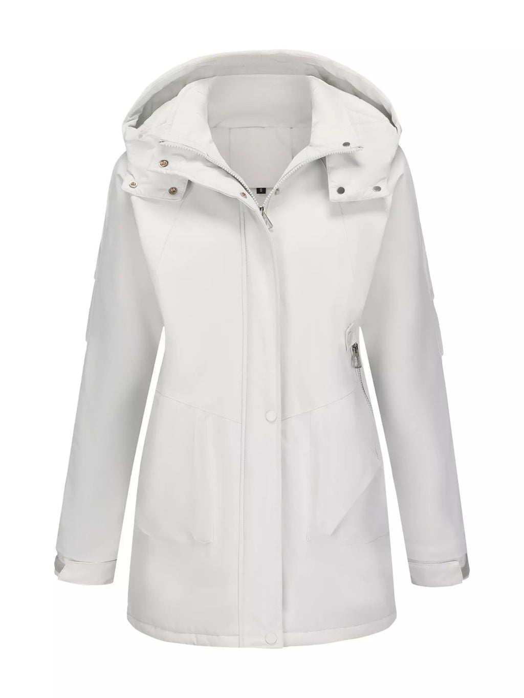 Full Size Hooded Mid - Length Windproof Outerwear Plus Size