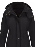 Full Size Hooded Mid - Length Windproof Outerwear Plus Size