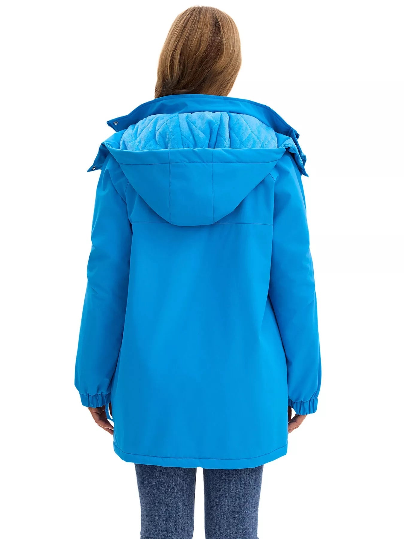 Full Size Hooded Mid-Length Windproof Outerwear Plus Size.