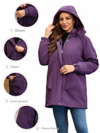 Full Size Hooded Mid-Length Windproof Outerwear Plus Size.