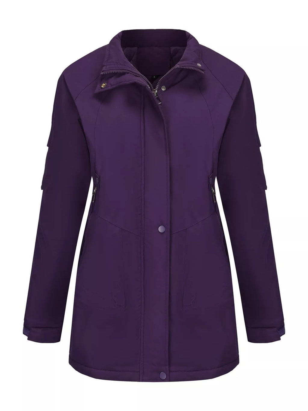 Full Size Hooded Mid-Length Windproof Outerwear Plus Size.