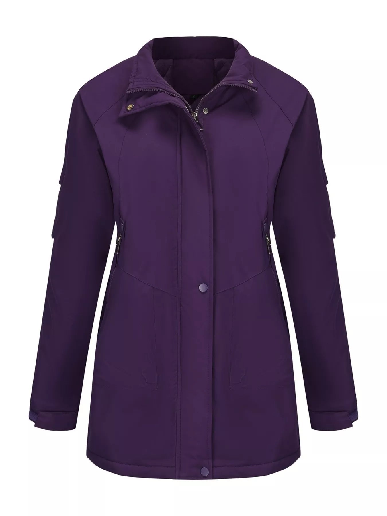 Full Size Hooded Mid-Length Windproof Outerwear Plus Size.