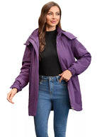 Full Size Hooded Mid-Length Windproof Outerwear Plus Size.