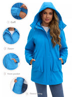 Full Size Hooded Mid-Length Windproof Outerwear Plus Size.