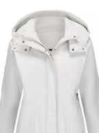 Full Size Hooded Mid - Length Windproof Outerwear Plus Size