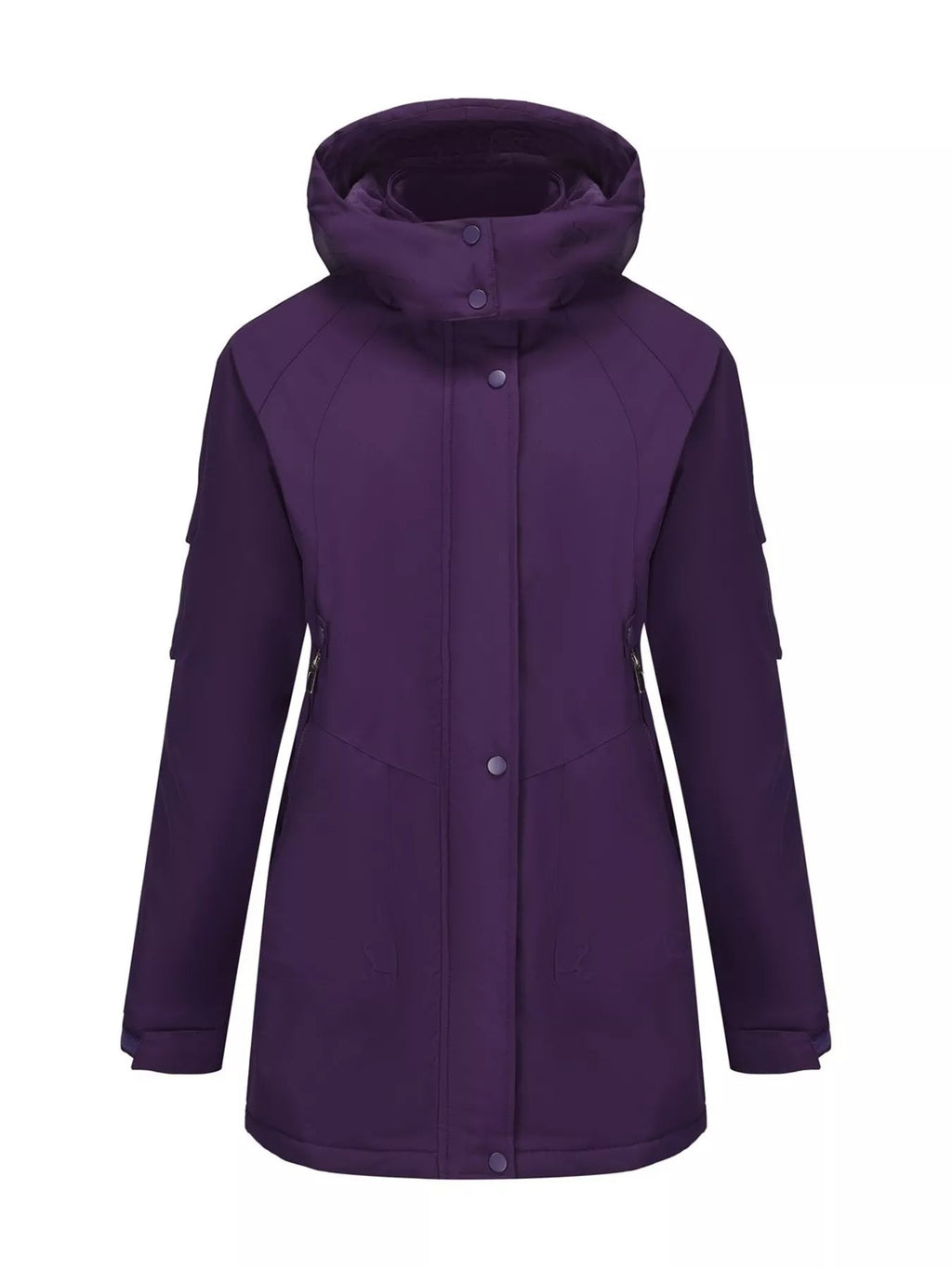 Full Size Hooded Mid-Length Windproof Outerwear Plus Size.