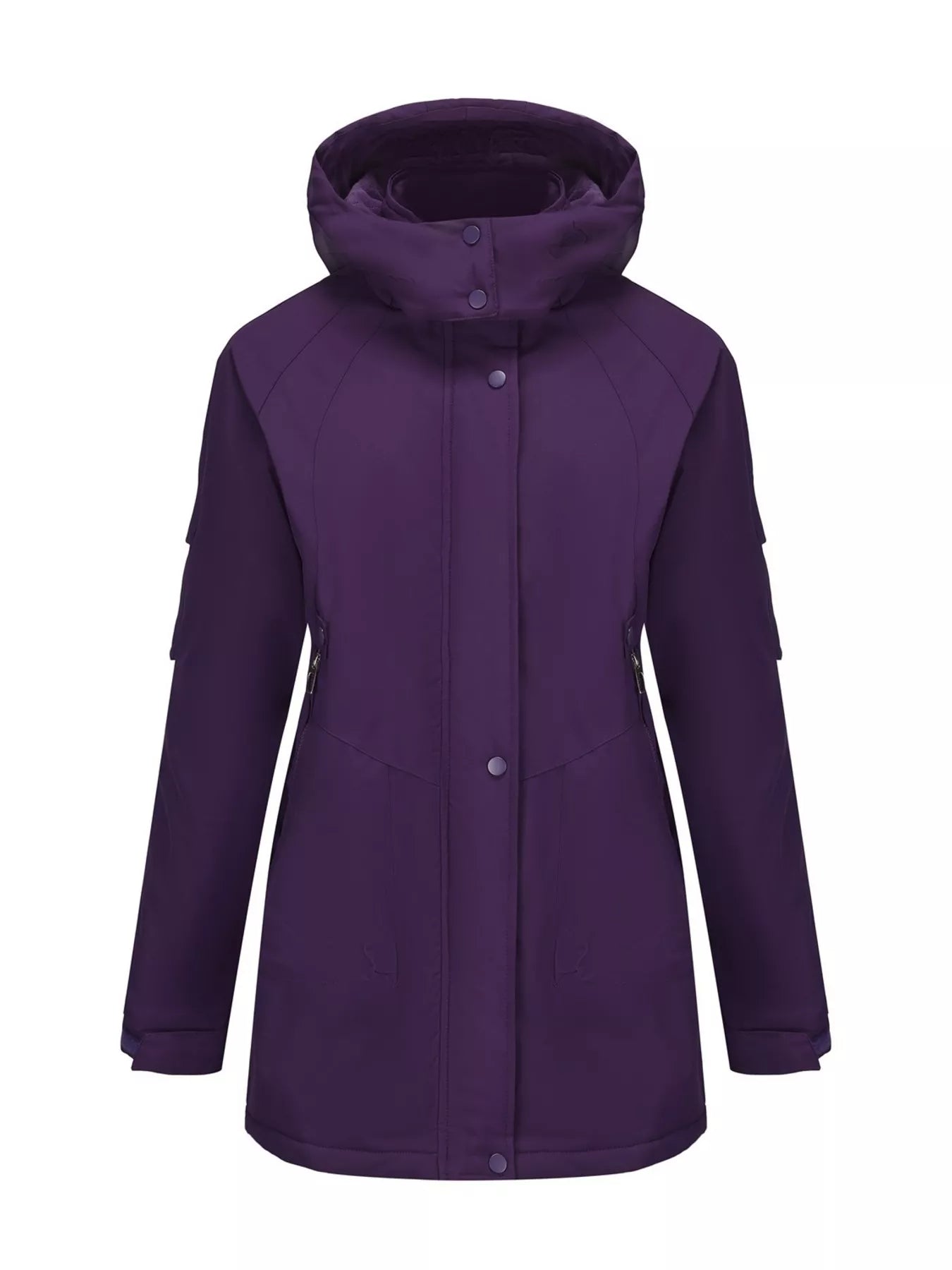 Full Size Hooded Mid-Length Windproof Outerwear Plus Size.