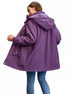Full Size Hooded Mid-Length Windproof Outerwear Plus Size.
