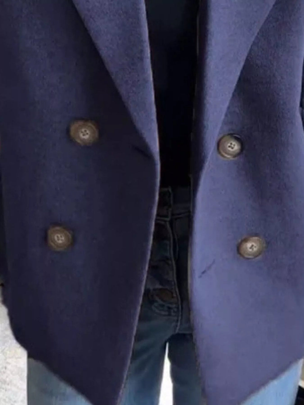 Full Size Knitted Sleeve Wool Blend Double-Breasted Blazer Plus Size.