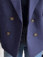 Full Size Knitted Sleeve Wool Blend Double-Breasted Blazer Plus Size.