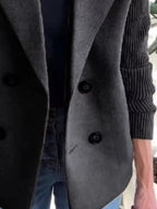 Full Size Knitted Sleeve Wool Blend Double-Breasted Blazer Plus Size.