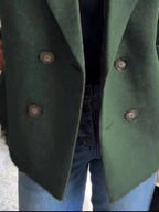 Full Size Knitted Sleeve Wool Blend Double-Breasted Blazer Plus Size.