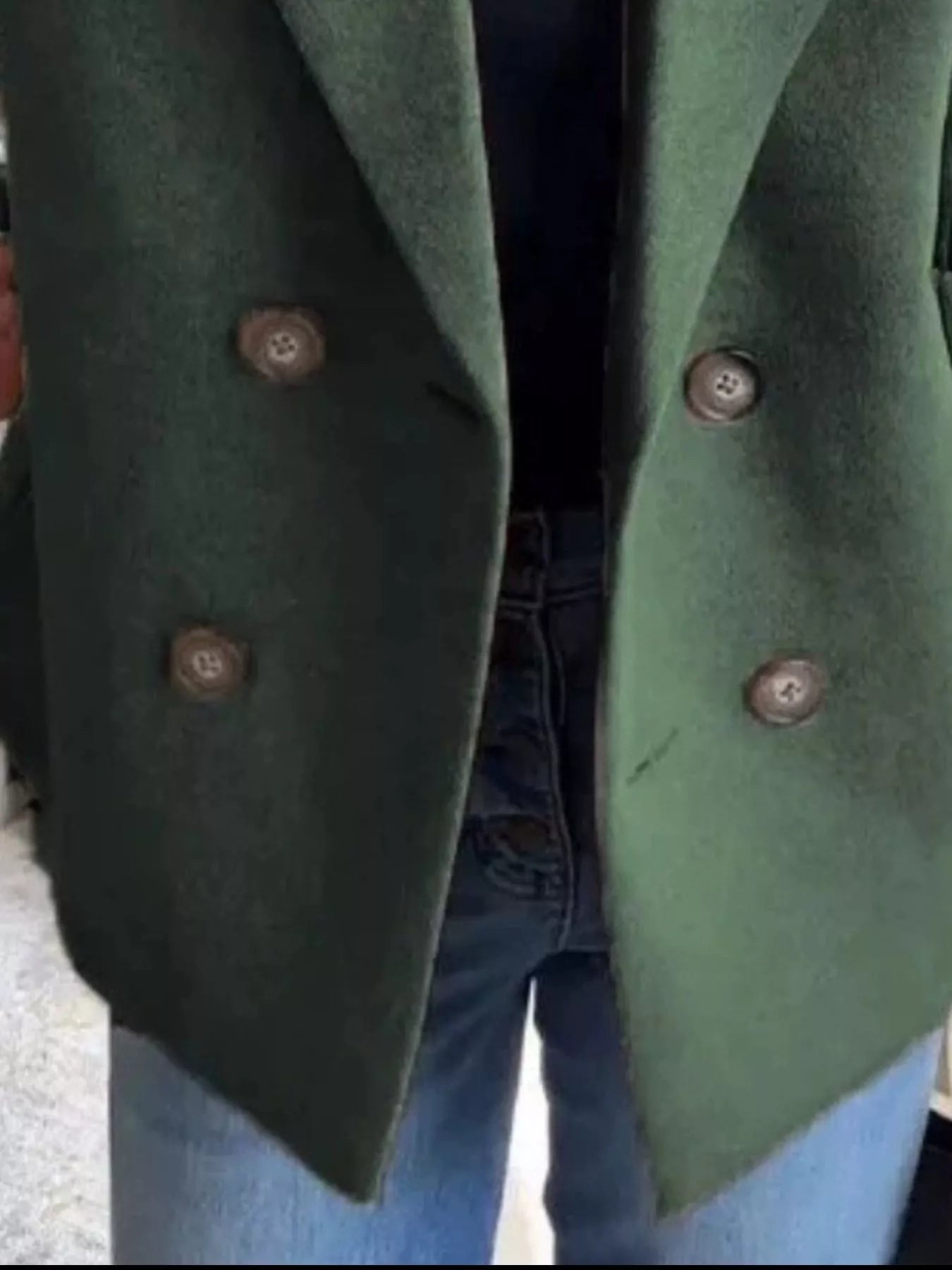 Full Size Knitted Sleeve Wool Blend Double-Breasted Blazer Plus Size.