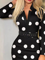 Full Size Notched Long Sleeve Dress Plus Size.