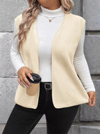 Elegant plus size vest showcasing sophisticated design, tailored fit, and stylish comfort for formal occasions.