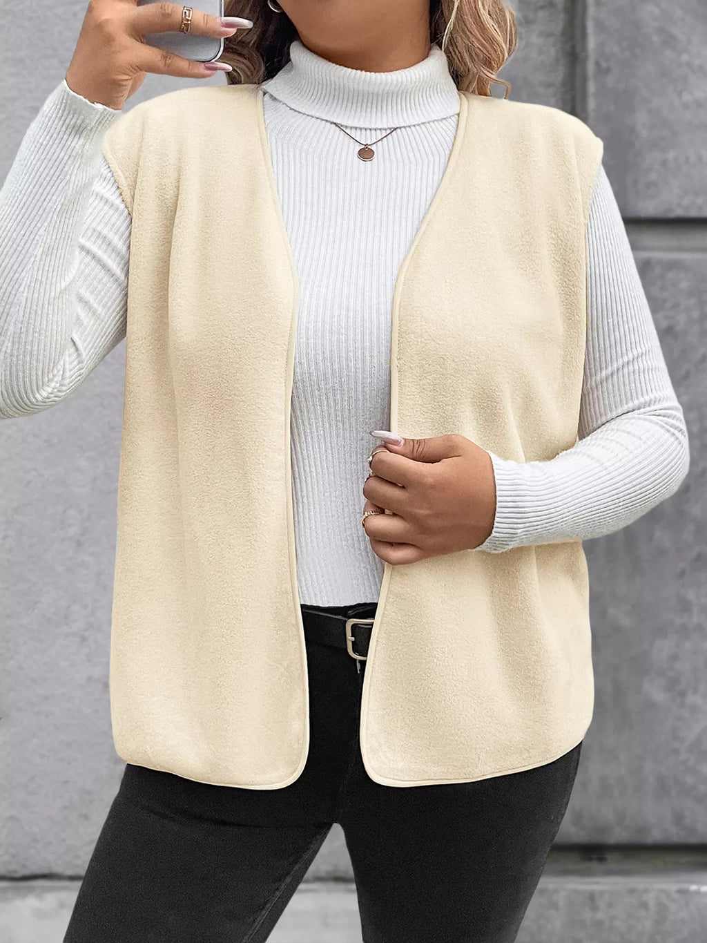 Elegant plus size vest showcasing sophisticated design, tailored fit, and stylish comfort for formal occasions.