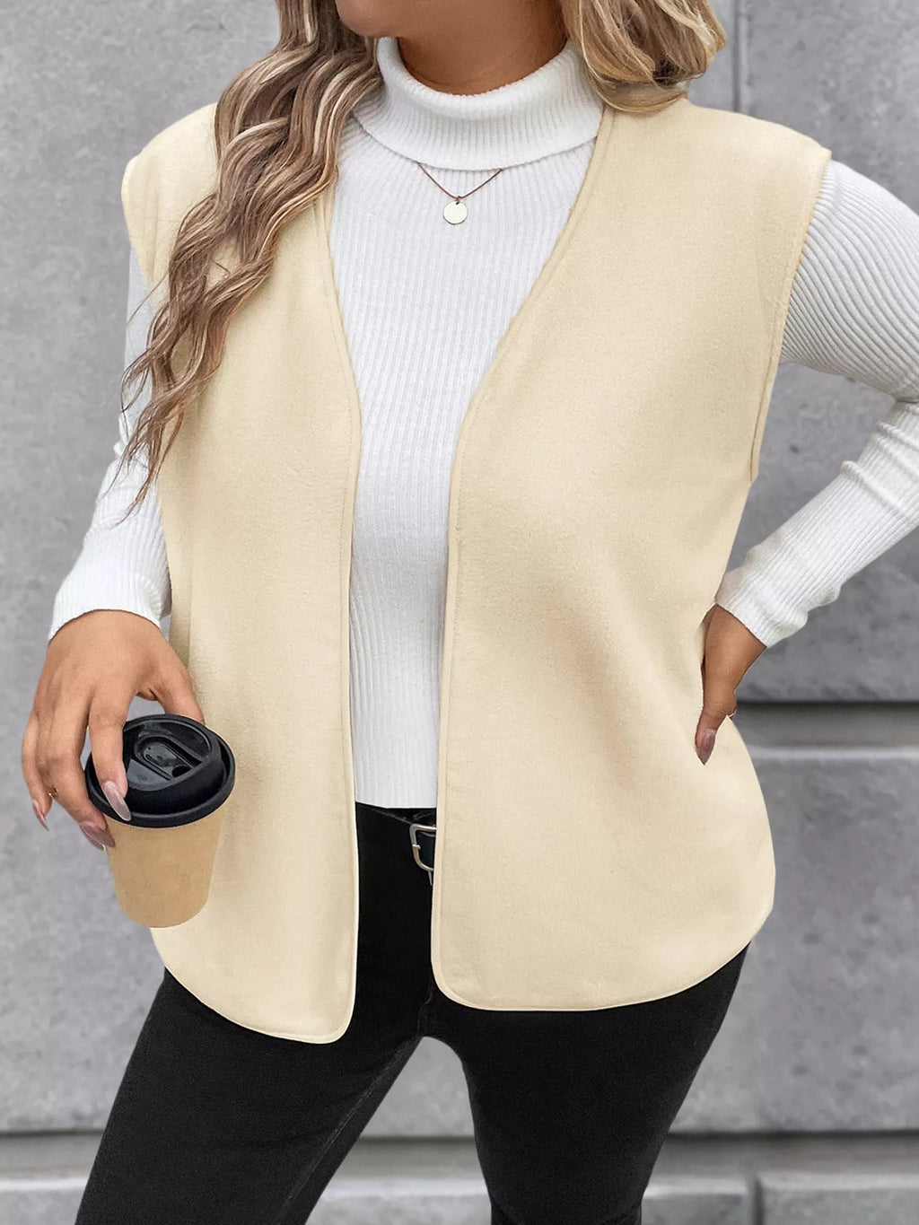 Elegant plus size vest showcasing sophisticated design, tailored fit, and stylish comfort for formal occasions.
