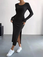 Full Size Ribbed Knit Bodycon Midi Dress Plus Size.