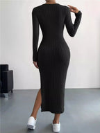 Full Size Ribbed Knit Bodycon Midi Dress Plus Size.