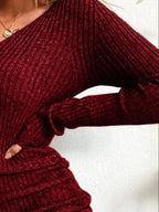 Full Size Ribbed Knit Drawstring Bodycon Sweater Dress Plus Size.