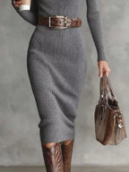 Full Size Ribbed Knit Turtleneck Sweater Dress Plus Size.