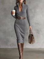 Full Size Ribbed Knit Turtleneck Sweater Dress Plus Size.