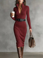 Full Size Ribbed Knit Turtleneck Sweater Dress Plus Size.