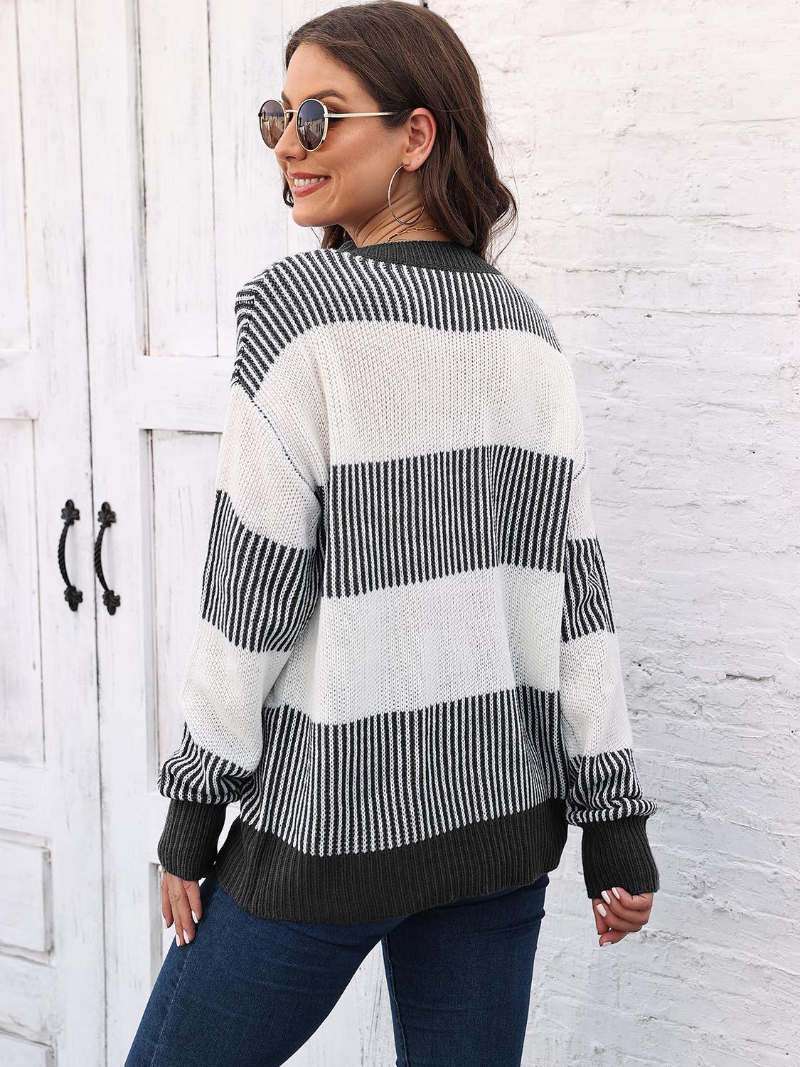 Full Size Round Neck Drop Shoulder Sweater.