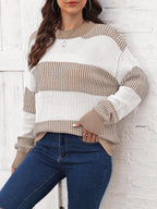 Full Size Round Neck Drop Shoulder Sweater.