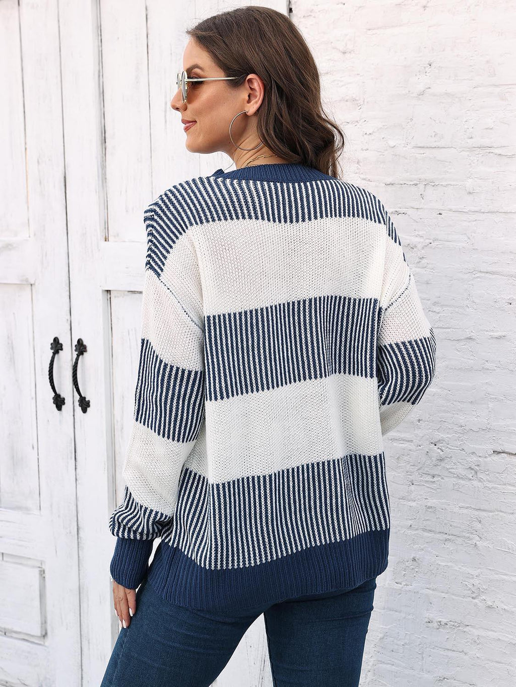 Full Size Round Neck Drop Shoulder Sweater.