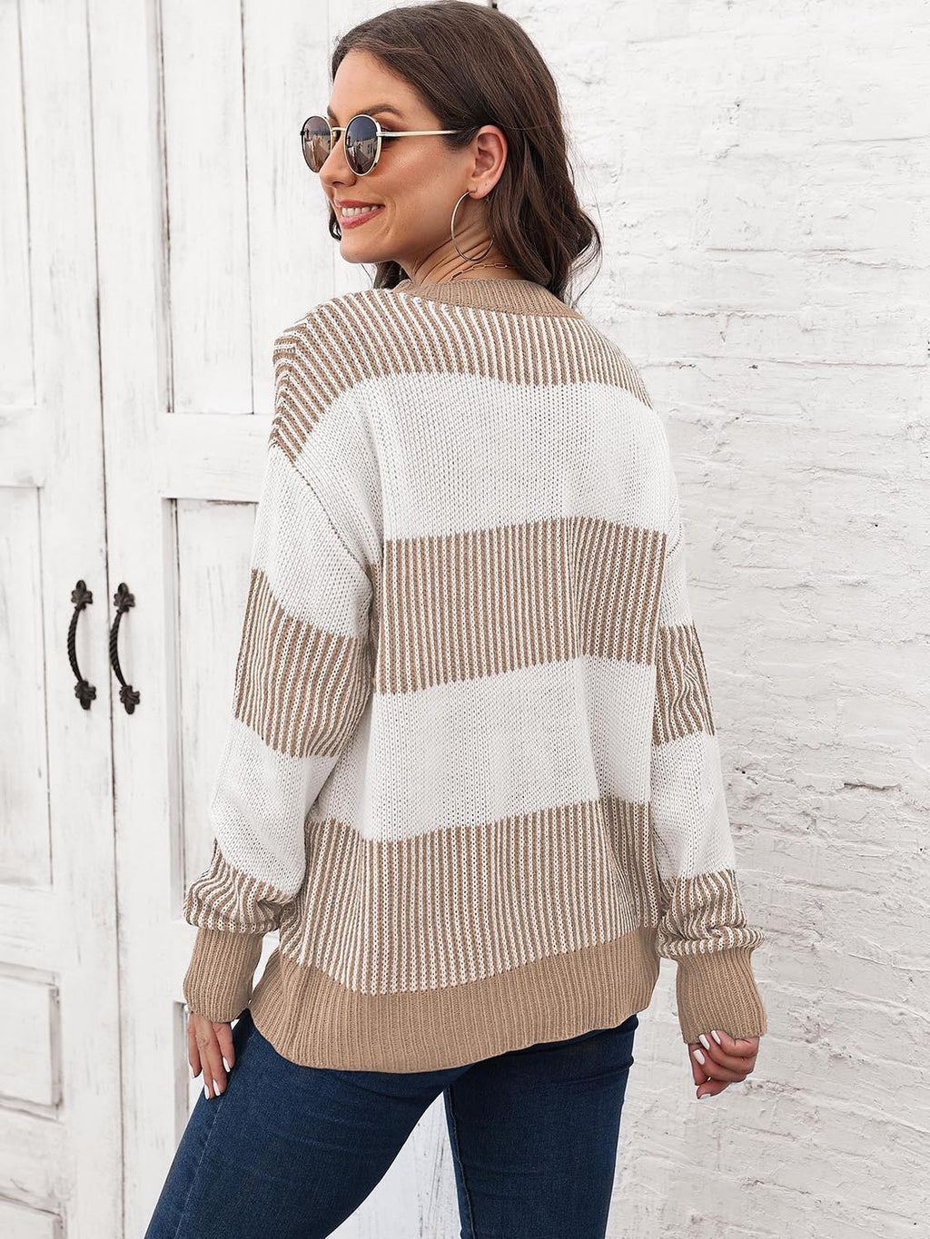 Full Size Round Neck Drop Shoulder Sweater.