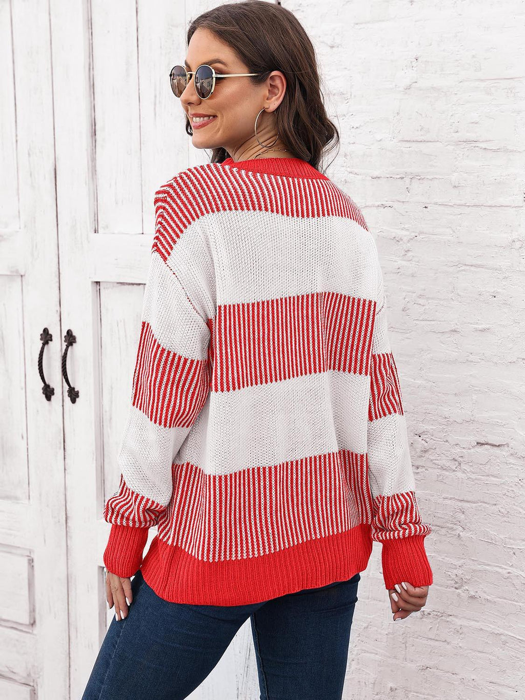 Full Size Round Neck Drop Shoulder Sweater.