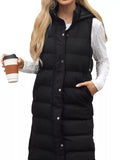 Plus size hooded padded vest providing warmth and style for comfortable outdoor wear.