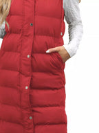 Plus size hooded padded vest providing warmth and style for comfortable outdoor wear.