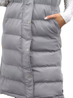 Plus size hooded padded vest providing warmth and style for comfortable outdoor wear.