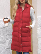 Plus size hooded padded vest providing warmth and style for comfortable outdoor wear.