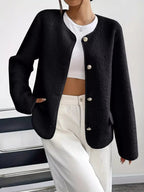 Full Size Textured Button-Up Fleece Outerwear Plus Size.