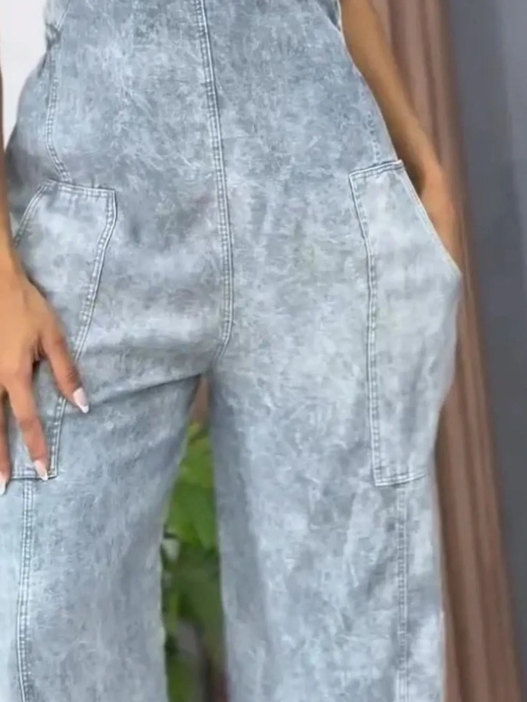 Full Size Wide Leg Washed Denim Overalls Plus Size.