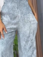 Full Size Wide Leg Washed Denim Overalls Plus Size.