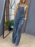 Full Size Wide Leg Washed Denim Overalls Plus Size.
