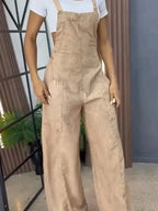 Full Size Wide Leg Washed Denim Overalls Plus Size.