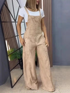 Full Size Wide Leg Washed Denim Overalls Plus Size.
