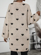 Heart Open Front Knit Cardigan.