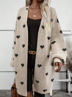 Heart Open Front Knit Cardigan.