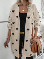 Heart Open Front Knit Cardigan.