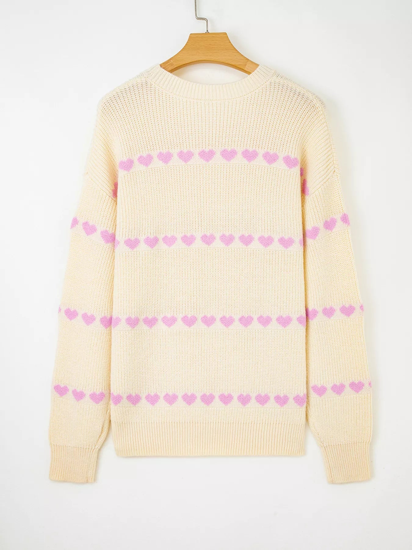 Heart Pattern Valentine Ribbed Knit Sweater.
